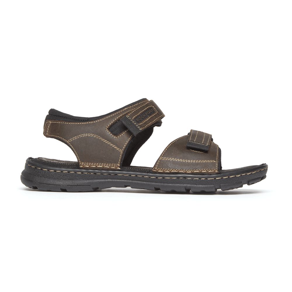 Rockport Men's Darwyn Quarter-Strap Sandals - Brown - USA (4108YSKRE)